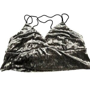 shein curve crop sleeveless shine elastic straps polyester blend soft brown READ